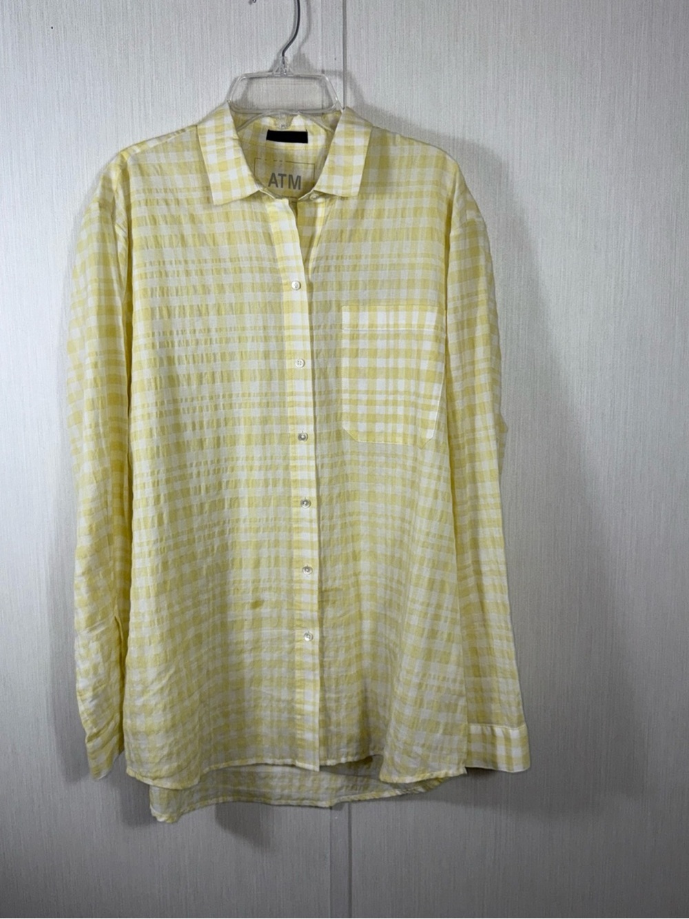 ATM Anthony Thomas Melillo M Yellow and White Gingham Button Shirt